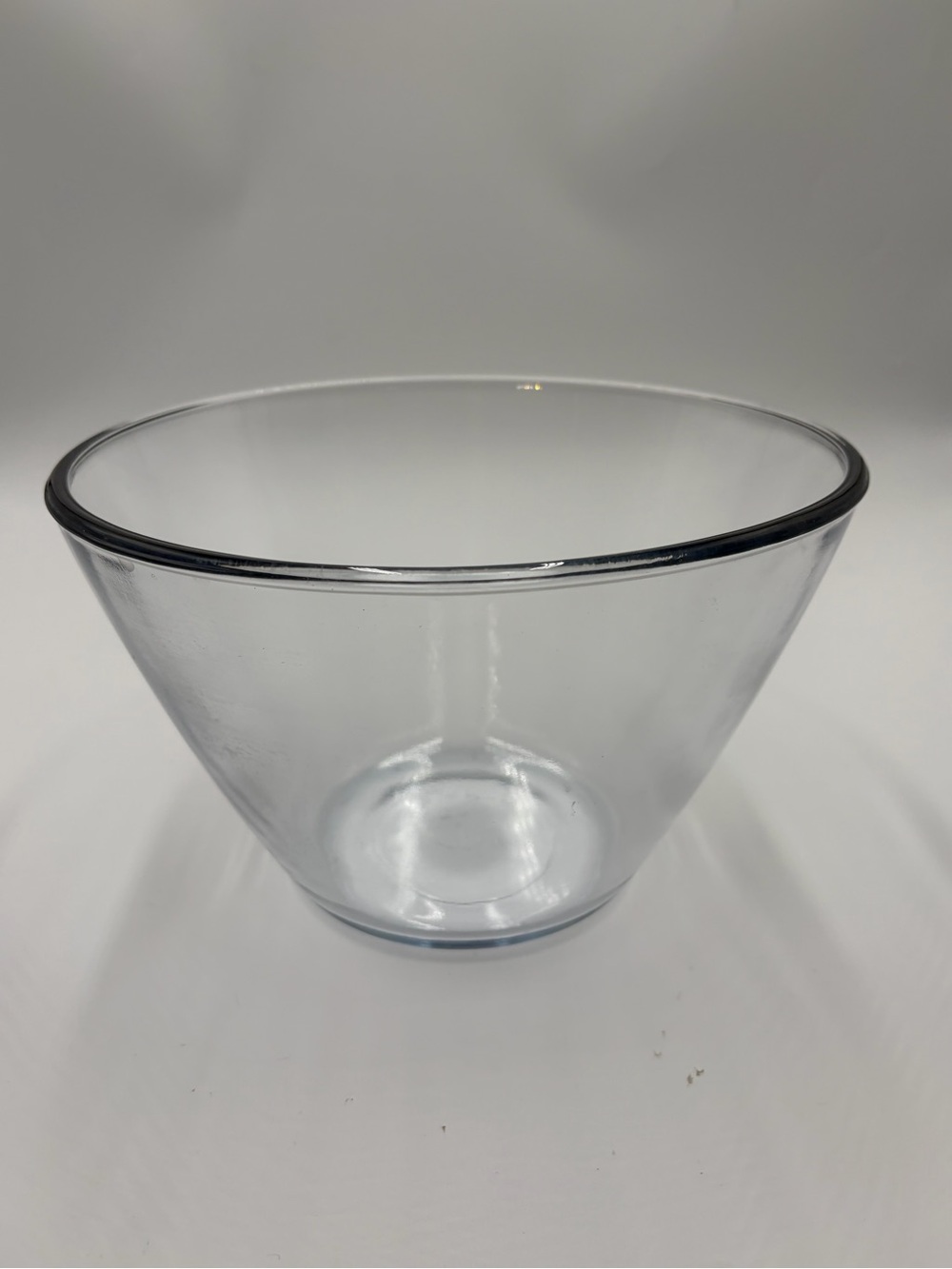 Vintage Anchor Hocking Clear Glass Serving Bowl | Silver Rim Glass Bowl